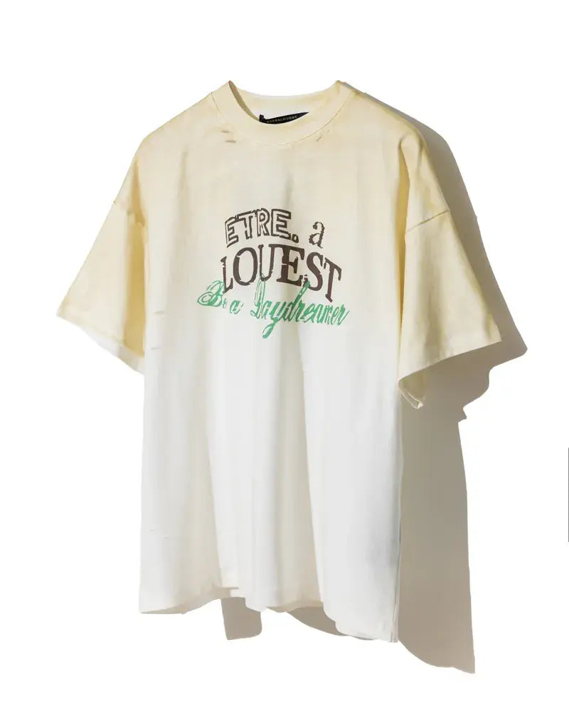 【GUBAN】TP- 10784 " E'TREALOUEST " Logo Vintage Destroyed Tee / Vintage White