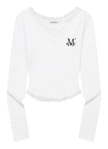 MUCENT - LACE V-NECK LONG SLEEVE T 蕾絲V領長袖T卹 T-M1106