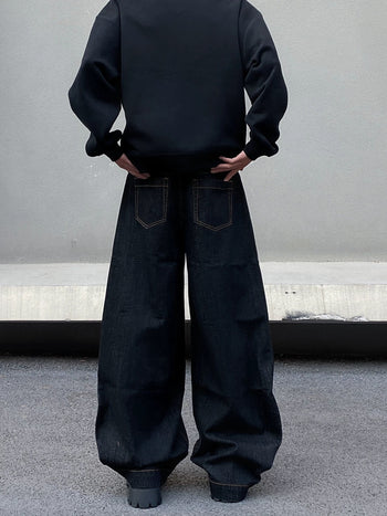 美式復古單寧彎刀廓形牛仔褲