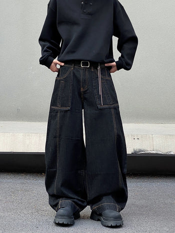 美式復古單寧彎刀廓形牛仔褲