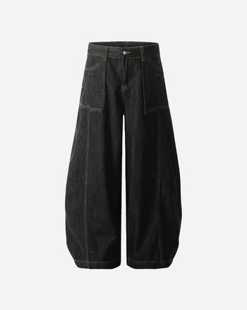 美式復古單寧彎刀廓形牛仔褲