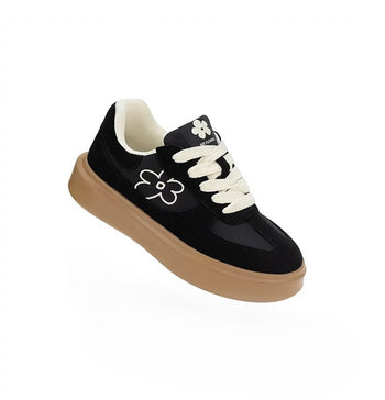 We Flower 德訓鞋 小花鞋 厚底 反絨皮 經典黑