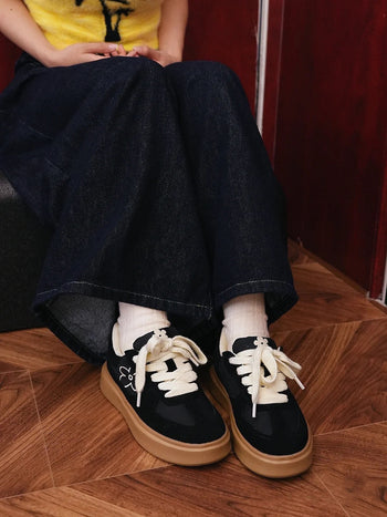 We Flower 德訓鞋 小花鞋 厚底 反絨皮 經典黑