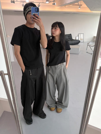 彎刀 通勤  闊腿 帶配飾 休閒 西裝褲