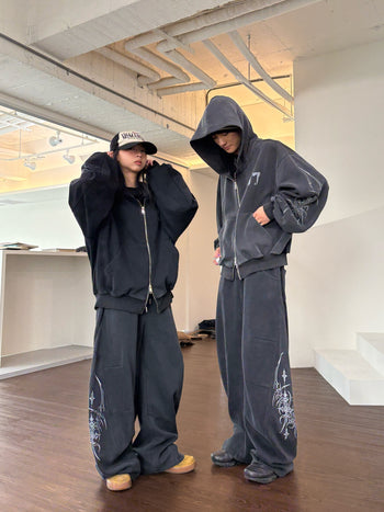 【GUBAN】暗黑手繪 做舊 復古 街頭 休閒套裝