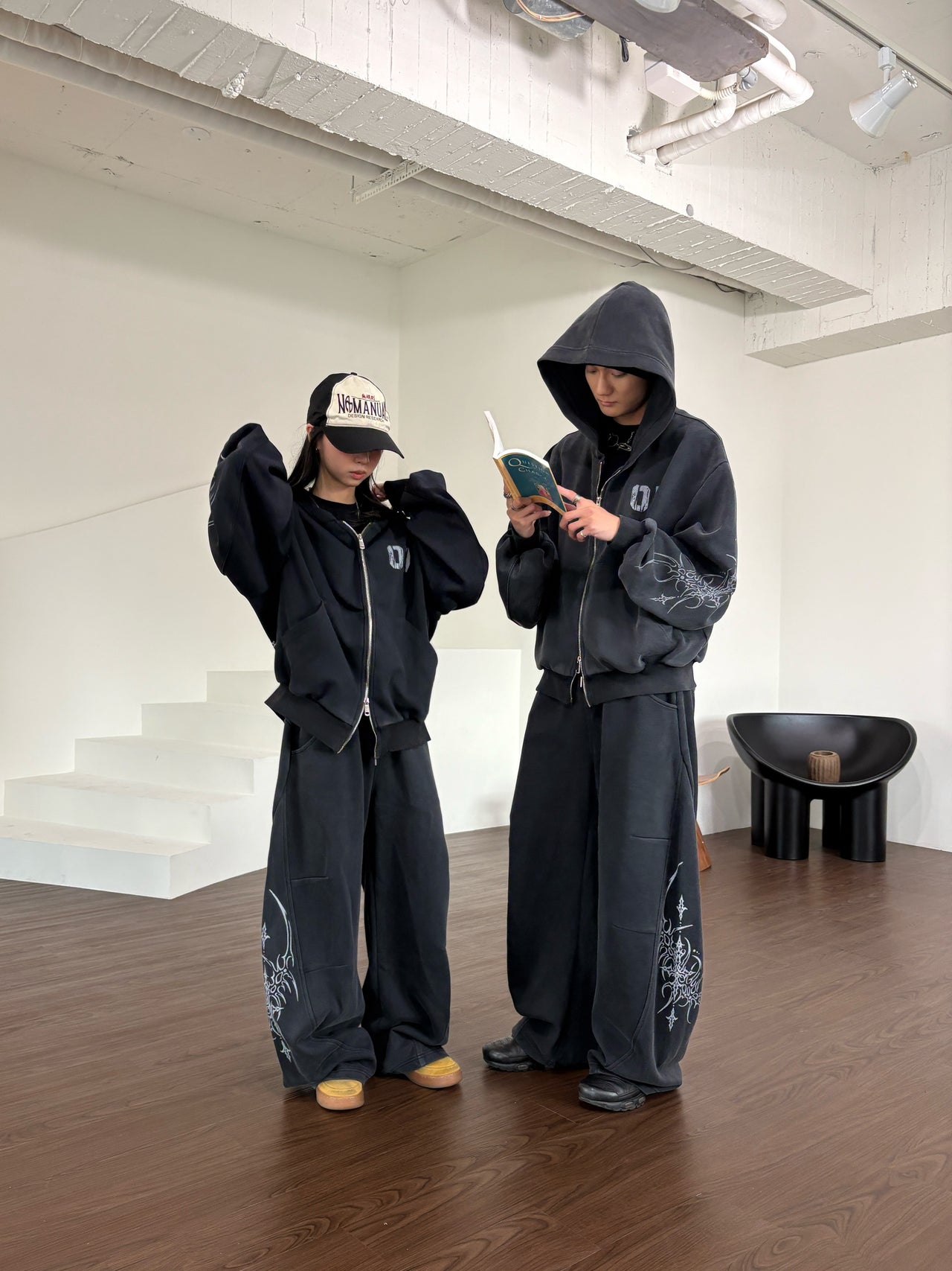 【GUBAN】暗黑手繪 做舊 復古 街頭 休閒套裝