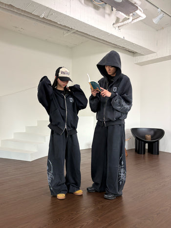 【GUBAN】暗黑手繪 做舊 復古 街頭 休閒套裝