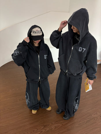 【GUBAN】暗黑手繪 做舊 復古 街頭 休閒套裝