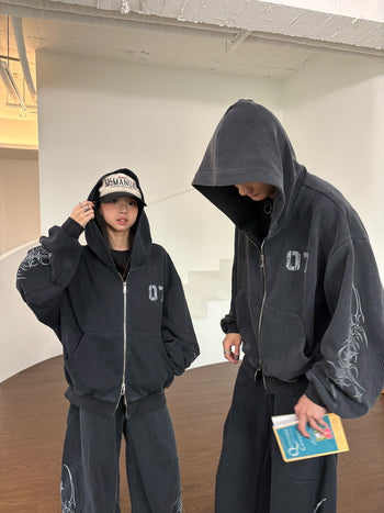 【GUBAN】暗黑手繪 做舊 復古 街頭 休閒套裝