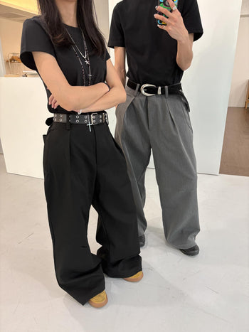 美式復古百搭修身寬鬆西裝褲