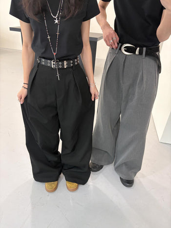 美式復古百搭修身寬鬆西裝褲