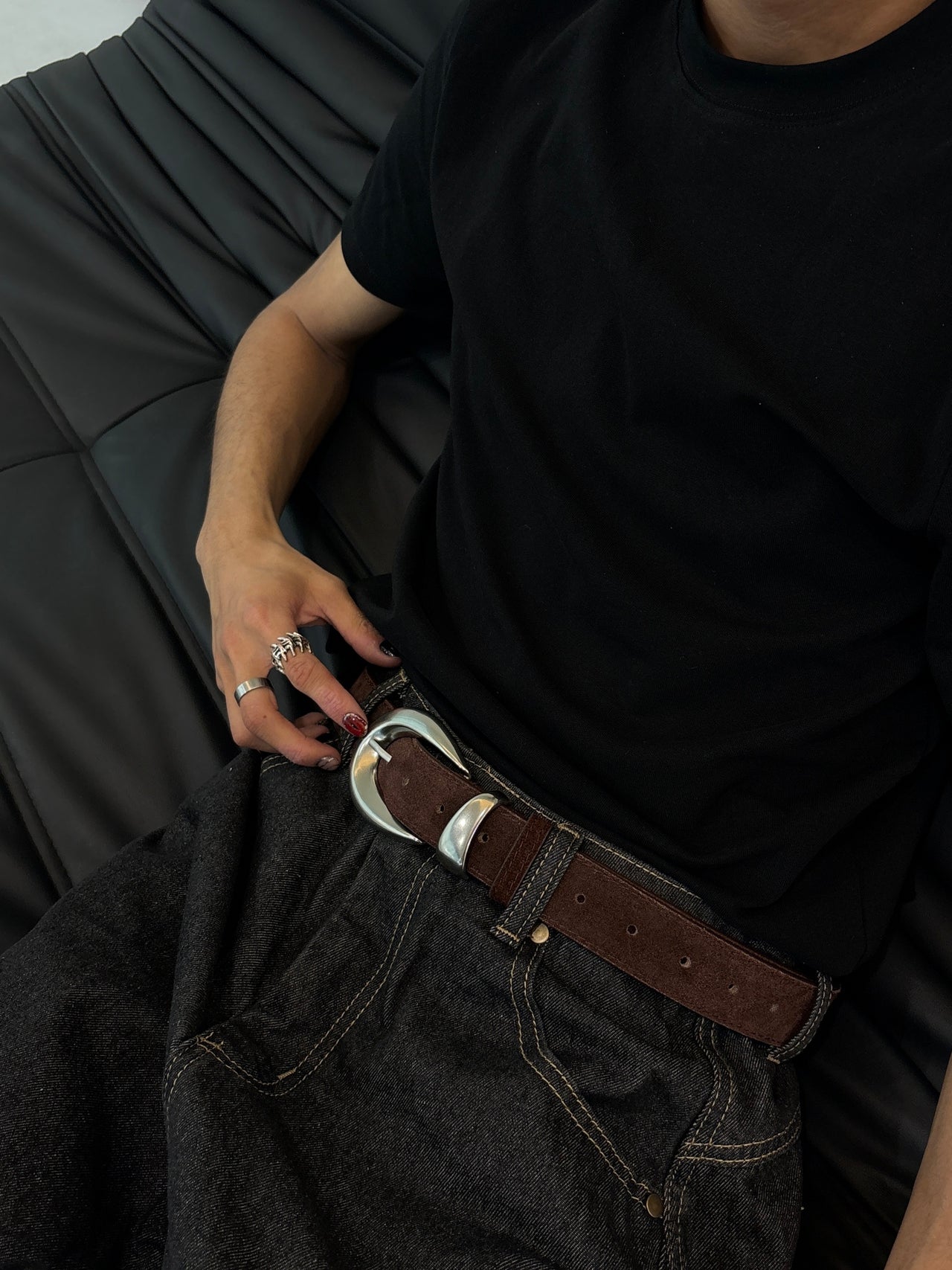 復古 高級感 真皮 反絨皮 腰帶 皮帶