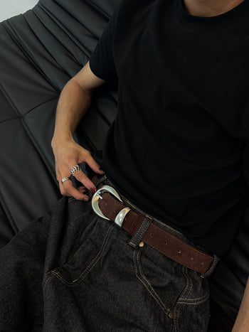 復古 高級感 真皮 反絨皮 腰帶 皮帶