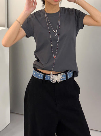 豹紋 牛仔 質感 金屬雕花 仿馬毛 腰帶 皮帶