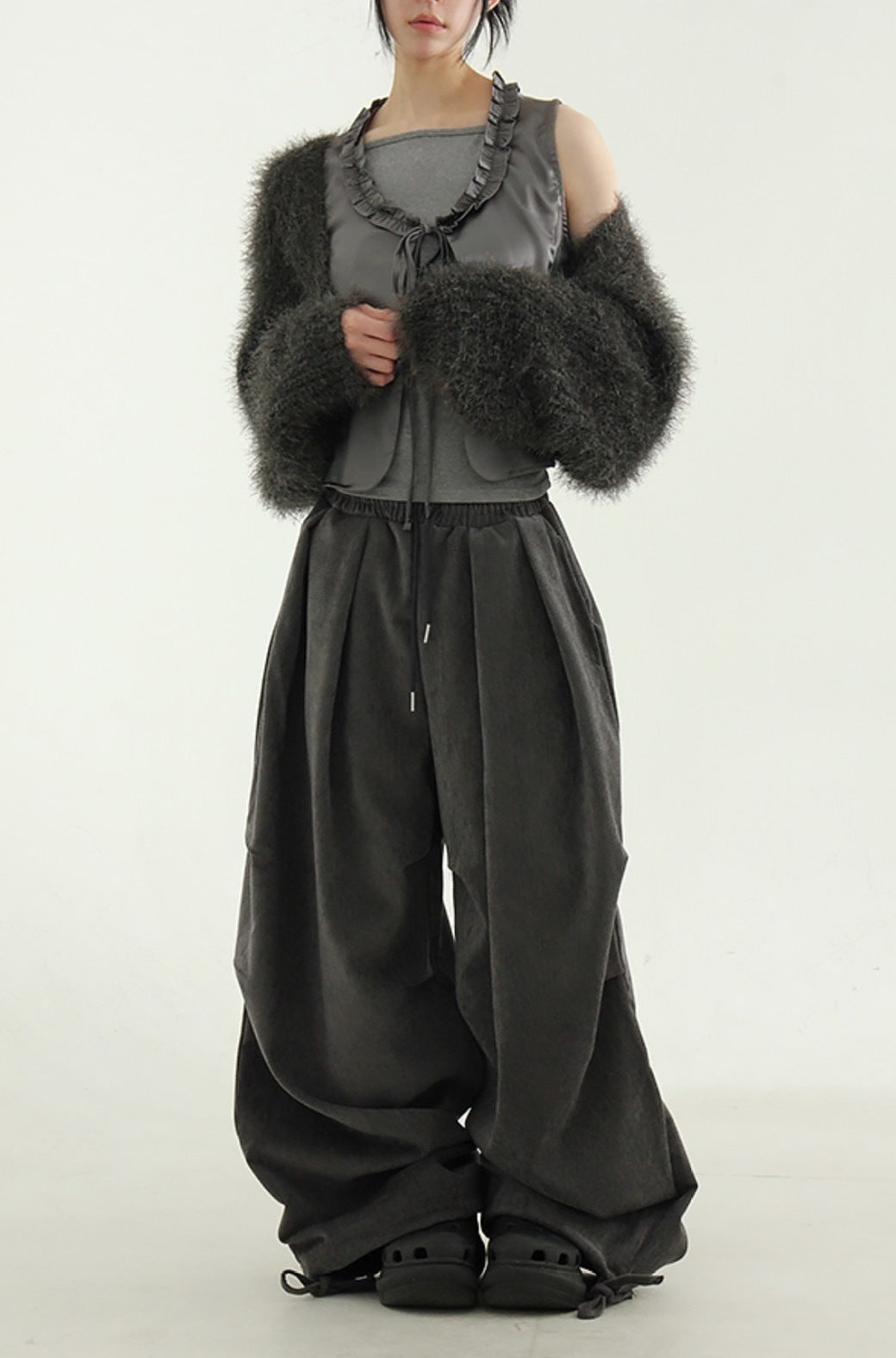 舒適 皺褶 燈籠 垂墜 寬鬆 長褲