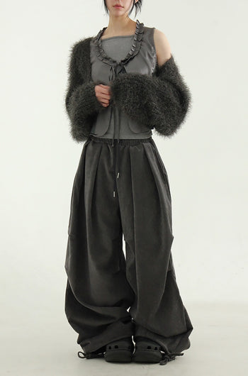 舒適 皺褶 燈籠 垂墜 寬鬆 長褲