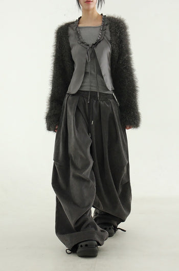 舒適 皺褶 燈籠 垂墜 寬鬆 長褲