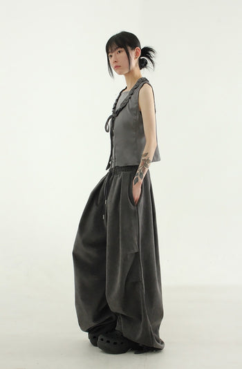 舒適 皺褶 燈籠 垂墜 寬鬆 長褲