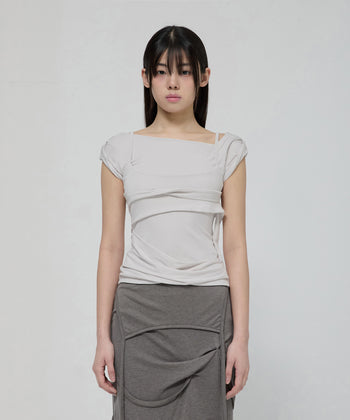 FLARE UP - Layered Bustier T-Shirt 疊層胸衣T卹 T-F1090 (白色)