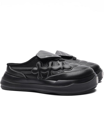 Shoot Brand Random 復古縫線皮革梅花懶人厚底勃肯鞋