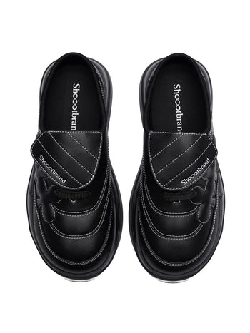 Shoot Brand Random 復古縫線皮革梅花懶人厚底勃肯鞋