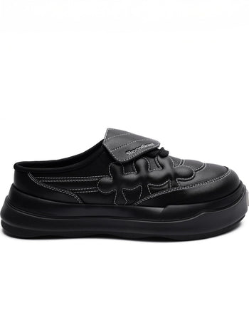 Shoot Brand Random 復古縫線皮革梅花懶人厚底勃肯鞋