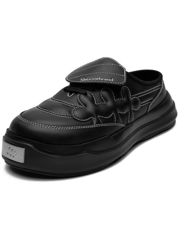 Shoot Brand Random 復古縫線皮革梅花懶人厚底勃肯鞋