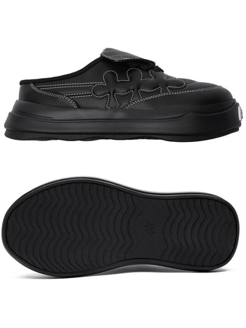 Shoot Brand Random 復古縫線皮革梅花懶人厚底勃肯鞋