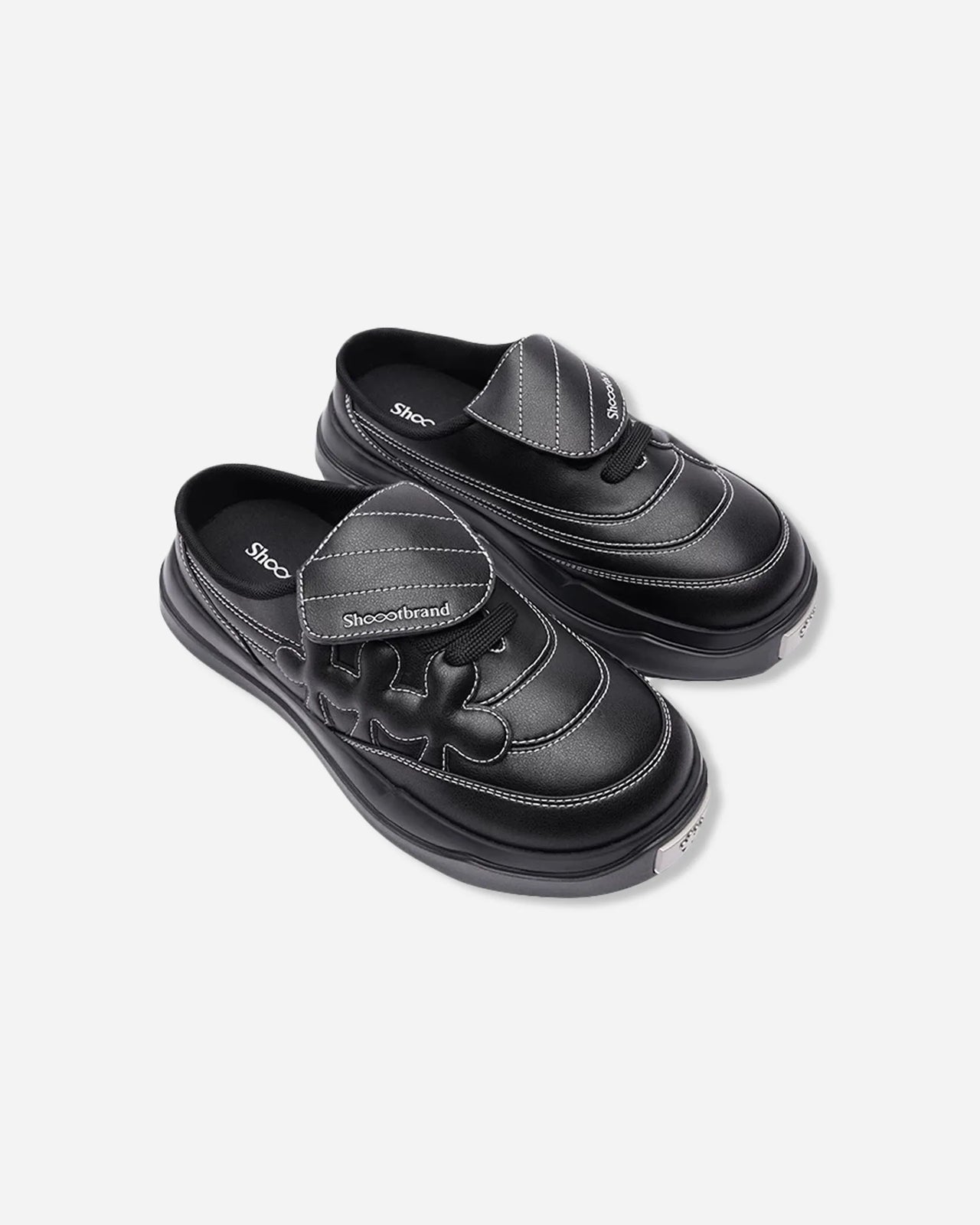 Shoot Brand Random 復古縫線皮革梅花懶人厚底勃肯鞋