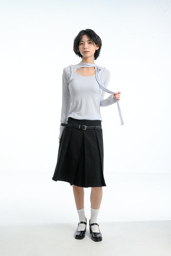 【GUBAN】春夏 飄帶 天絲 打底 內搭 修身 設計 上衣