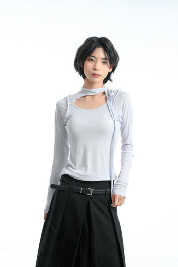 【GUBAN】春夏 飄帶 天絲 打底 內搭 修身 設計 上衣