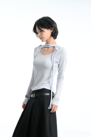 【GUBAN】春夏 飄帶 天絲 打底 內搭 修身 設計 上衣