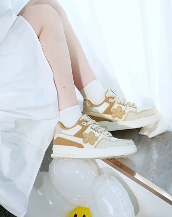 We Flower 小花鞋 軟底 耐磨 增高 透氣 奶茶色