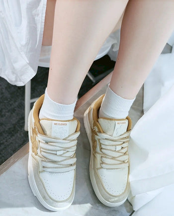 We Flower 小花鞋 軟底 耐磨 增高 透氣 奶茶色