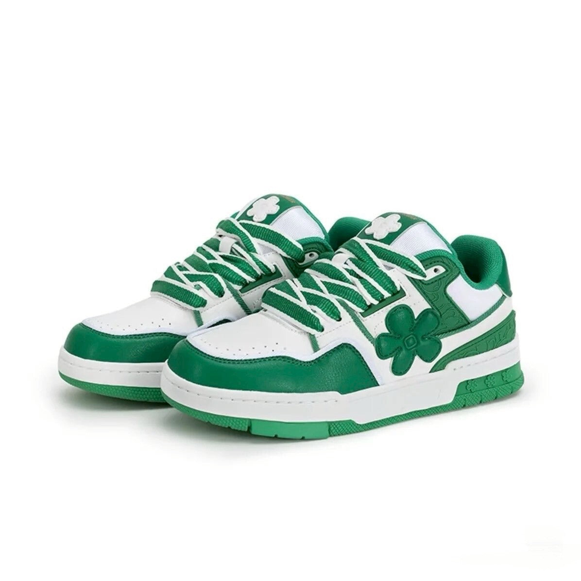 We Flower 小花鞋 軟底 耐磨 增高 透氣 白綠色