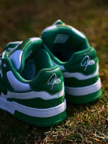 We Flower 小花鞋 軟底 耐磨 增高 透氣 白綠色