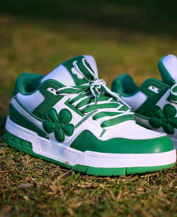 We Flower 小花鞋 軟底 耐磨 增高 透氣 白綠色