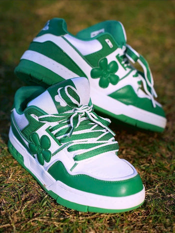 We Flower 小花鞋 軟底 耐磨 增高 透氣 白綠色