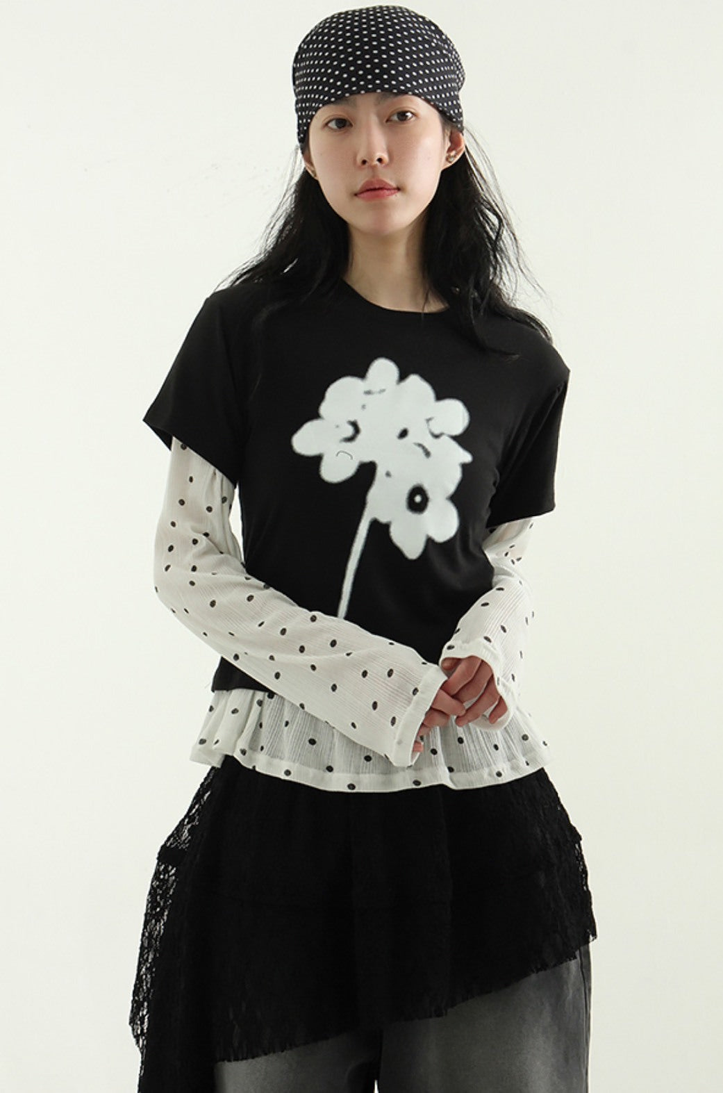 花朵 清新 休閒 短版 印花 上衣