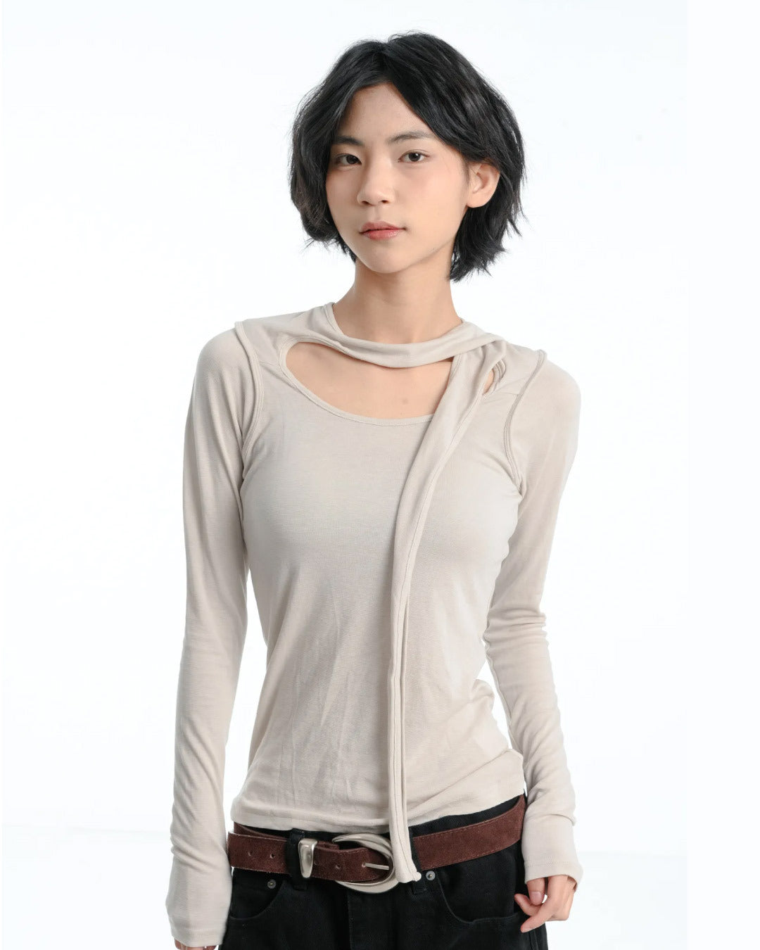 【GUBAN】春夏 飄帶 天絲 打底 內搭 修身 設計 上衣