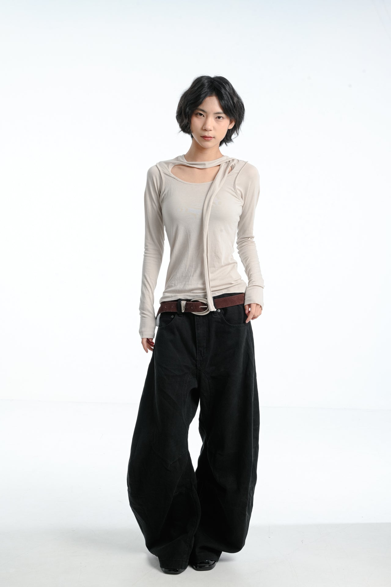 【GUBAN】春夏 飄帶 天絲 打底 內搭 修身 設計 上衣