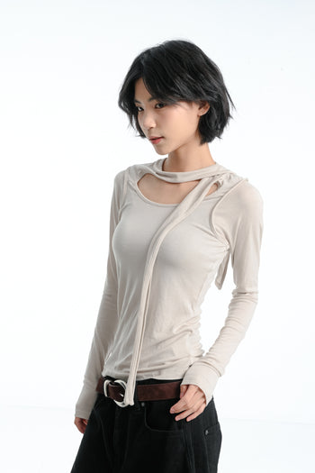 【GUBAN】春夏 飄帶 天絲 打底 內搭 修身 設計 上衣