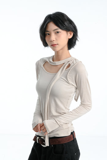 【GUBAN】春夏 飄帶 天絲 打底 內搭 修身 設計 上衣