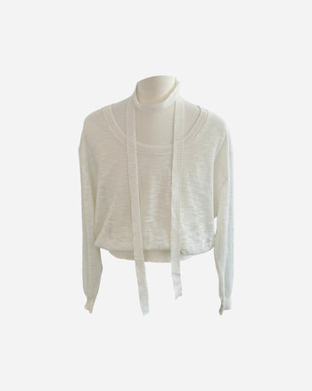 【GUBAN】軟糯 脖帶 飄帶 防曬 針織 薄紗上衣