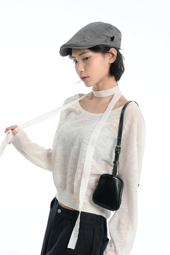 【GUBAN】軟糯 脖帶 飄帶 防曬 針織 薄紗上衣