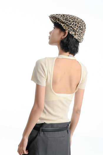 “MADE 𝗚𝘂𝗯𝗮𝗻 " 春夏 個性 露背 修身 針織 正肩短袖