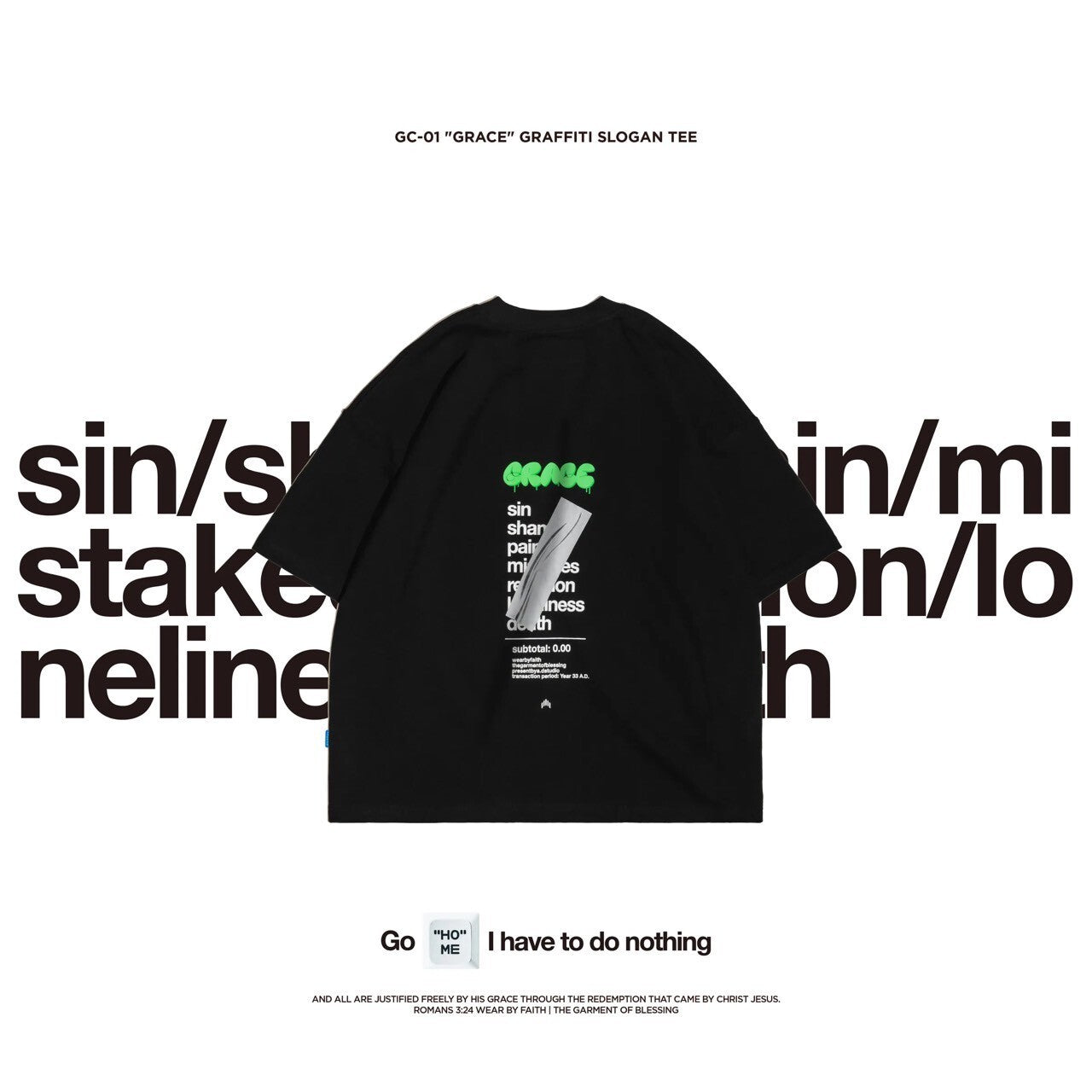 Apostle - "GRACE" Graffiti Slogan TEE - Black