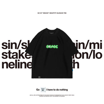 Apostle - "GRACE" Graffiti Slogan TEE - Black