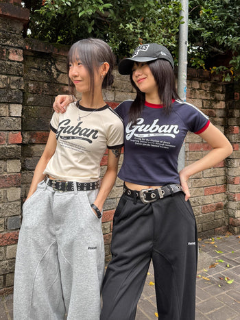 “MADE 𝗚𝘂𝗯𝗮𝗻 " 美式 條紋 撞色 修身 原創 短板 240G 上衣