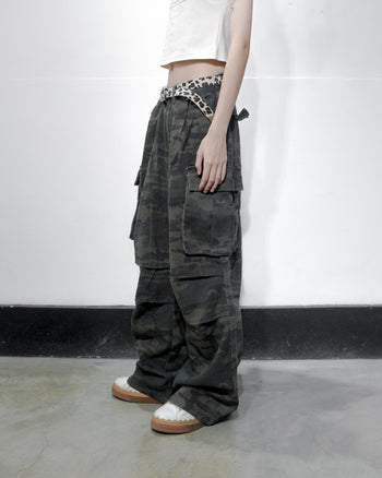 美式 街頭 迷彩 堆積感 工裝 長褲